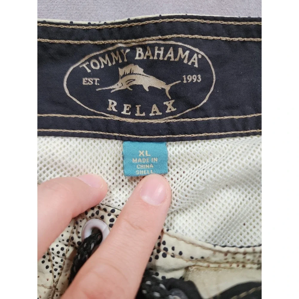Tommy Bahama Relax Swim Shorts Men's XL Cream Floral Brief Lined Drawstring
